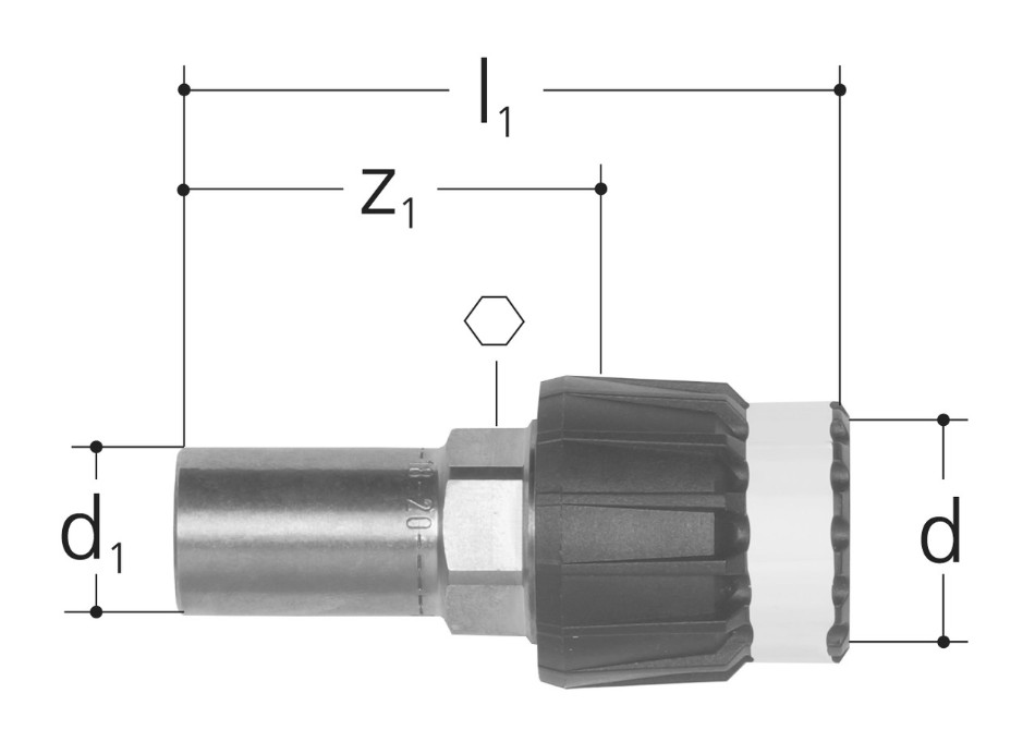 Adapter with press-fit end