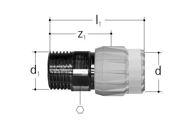 Connecting piece with external thread, nickel-coated